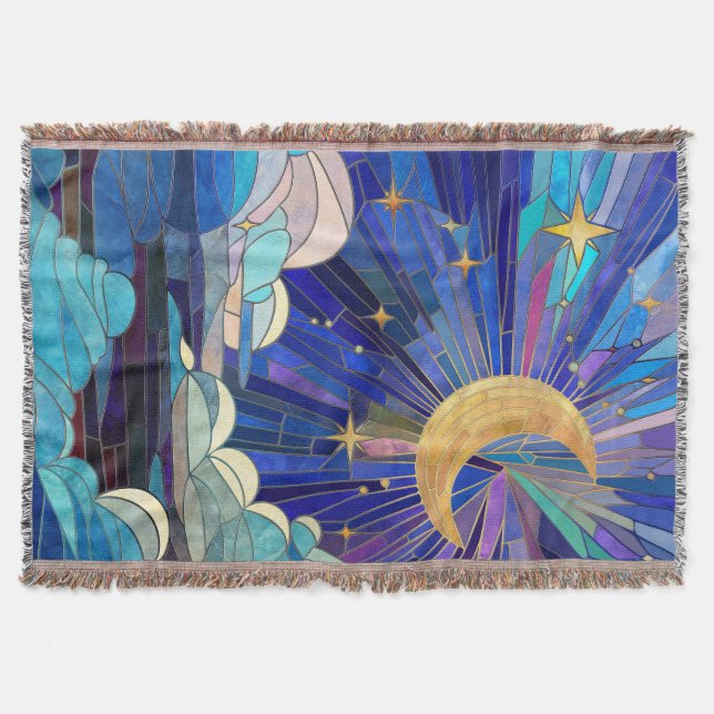 Night Sky - Digital Art Mosaic Throw Blanket (Front)