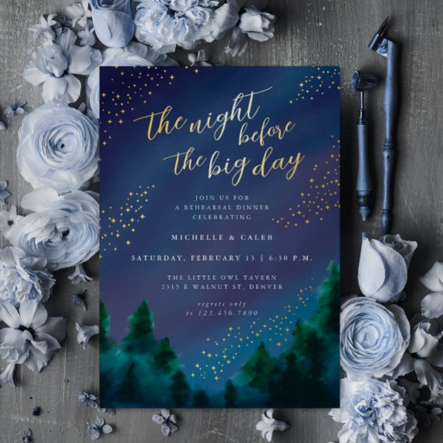 Night Sky Foil Wedding Rehearsal Dinner Invitation (Creator Uploaded)