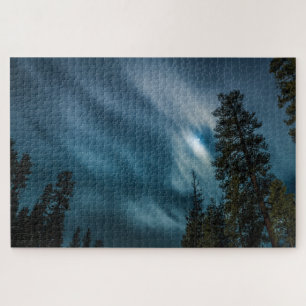Night Sky & Forest in Moon Light Jigsaw Puzzle