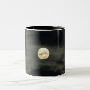 Night Sky - Full Moon and Dark Clouds Two-Tone Coffee Mug