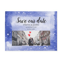 Night Sky Galaxy Blue Cosmic Save the Date Wedding