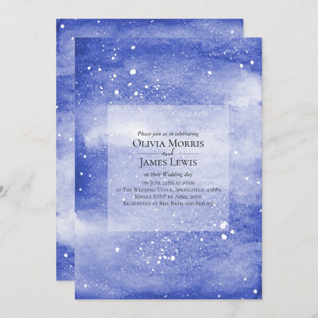Night Sky Galaxy Blue Cosmic Wedding Invitation (Front/Back)