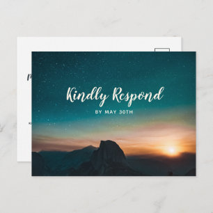 Night Sky Galaxy Mountain Star Modern Wedding RSVP Invitation Postcard