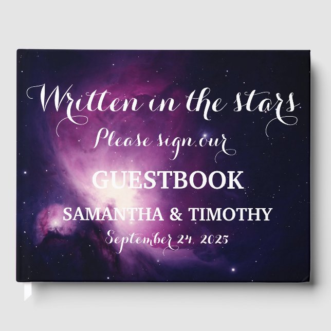 Night Sky Galaxy Stars Space Modern Universe Guest Book (Front)