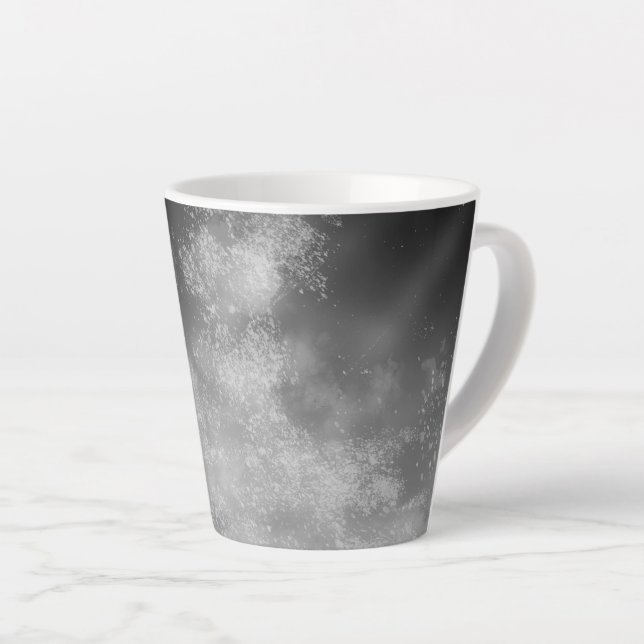 Night Sky Gray Monochrome Latte Mug (Right Angle)