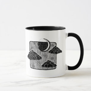 Night Sky Half Moon Clouds Hand Drawn Illustration Mug