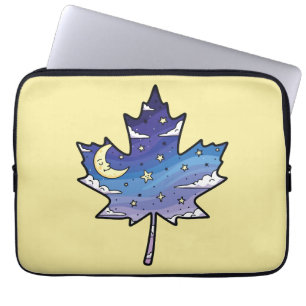 night sky in maple leaf laptop sleeve