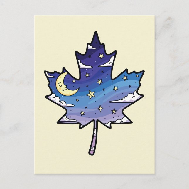night sky in maple leaf postcard (Front)