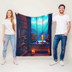 Night Sky Library Fleece Blanket