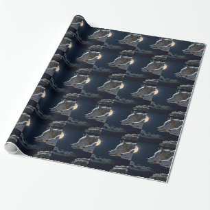 Night Sky Lights Moon Stars Astronomy Space Wrapping Paper