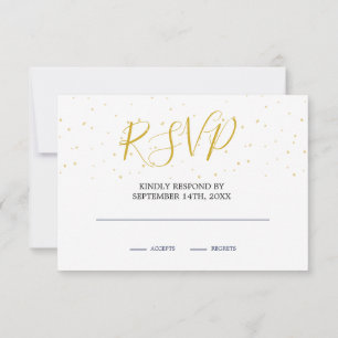 Night Sky Moon Blue Gold Monogram RSVP Card