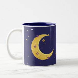 Night Sky Moon with Stars Two-Tone Coffee Mug