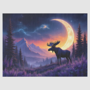 Night Sky Moose Crescent Moon Lavender Tissue Paper