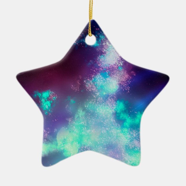 Night Sky Neon Lights  Ceramic Decoration (Front)