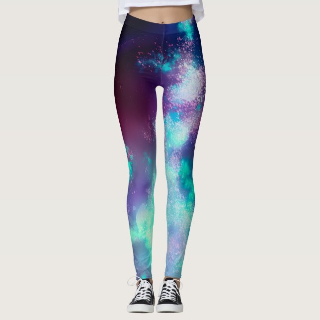 Night Sky Neon Lights Leggings (Front)