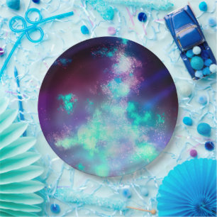 Night Sky Neon lights  Paper Plate