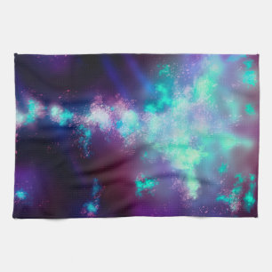 Night Sky Neon Lights Tea Towel