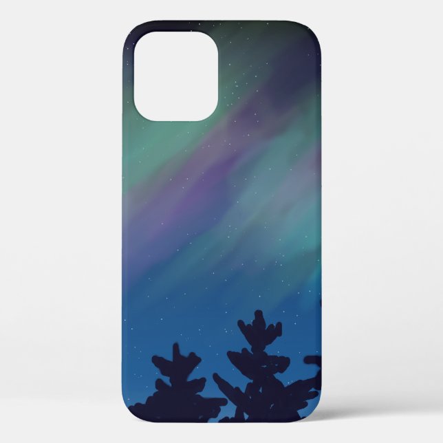 Night Sky Northern Lights Trees Case-Mate iPhone Case (Back)