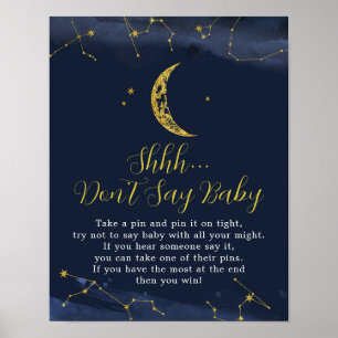 Night Sky Over the Moon Baby Shower Don't Say Baby Poster