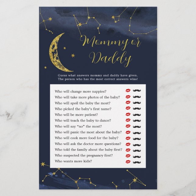 Night Sky Over the Moon Mummy or Daddy Games (Front)