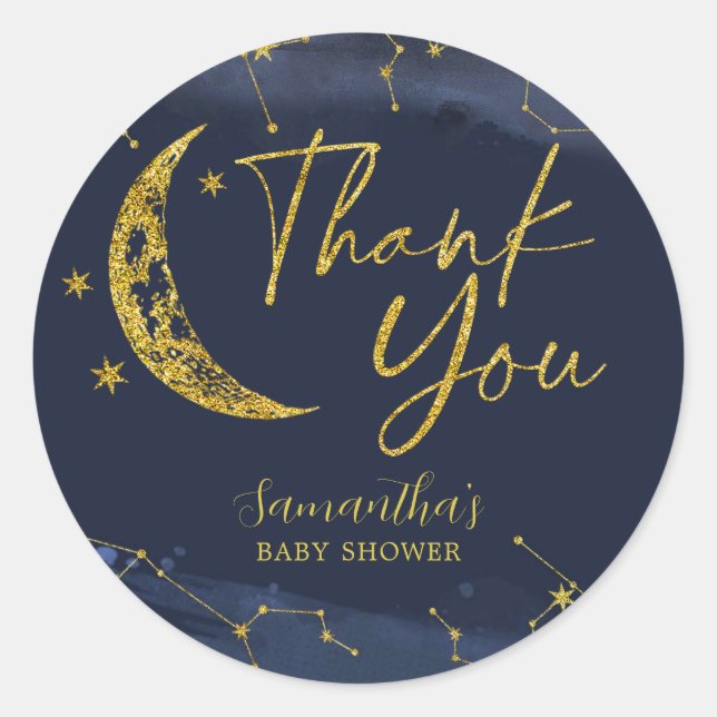 Night Sky Over the Moon Thank You Sticker (Front)