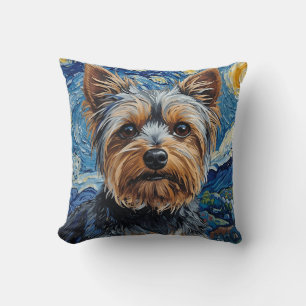 Night Sky Painting Yorkshire Terrier / Yorkie Cushion