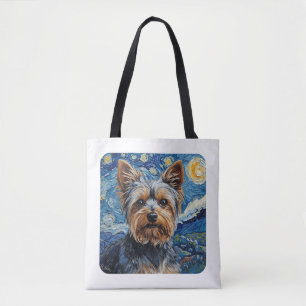 Night Sky Painting Yorkshire Terrier / Yorkie Tote Bag