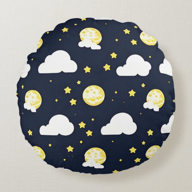 Night Sky Pattern Round Cushion (Front)