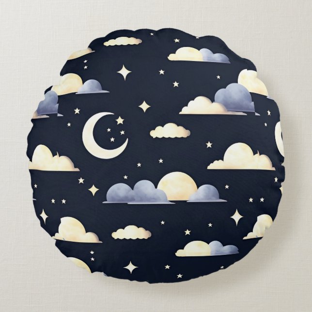 Night Sky Pattern Round Cushion (Front)