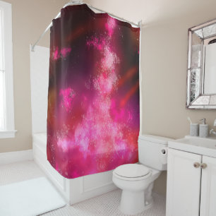 Night Sky Pink Flare   Shower Curtain