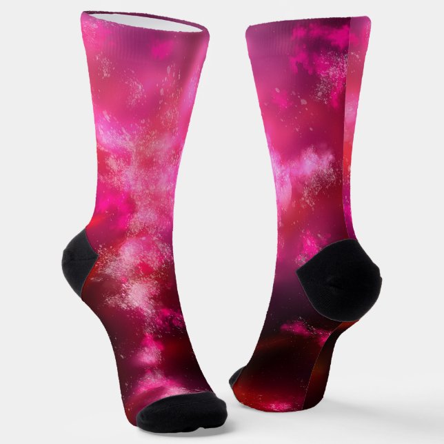 Night Sky Pink Flare Sustainable Crew Sock (Angled)
