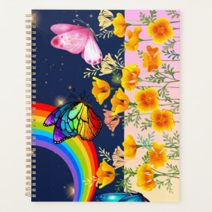 Night Sky, Rainbow, Butterflies, and Flowers Planner