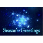 Night Sky - Season's Greetings Photo Sculpture Magnet<br><div class="desc">A fractal rendering of the night sky.  Many stars in the blue expanse. Text reading "Season's Greetings" appears in glowing blue and white.</div>