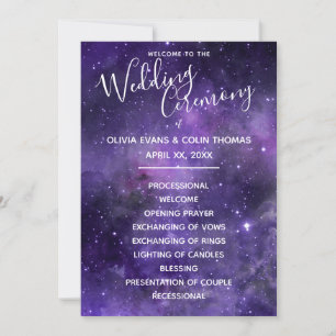 Night Sky Starlight Wedding Ceremony Service Card