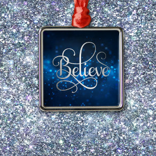 Night Sky Stars Believe Christmas Metal Ornament