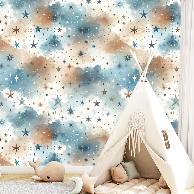 Night Sky Stars Blue and Brown Pattern Wallpaper (Creator Uploaded)
