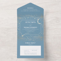 Night Sky Stars Celestial Dusty Blue Wedding