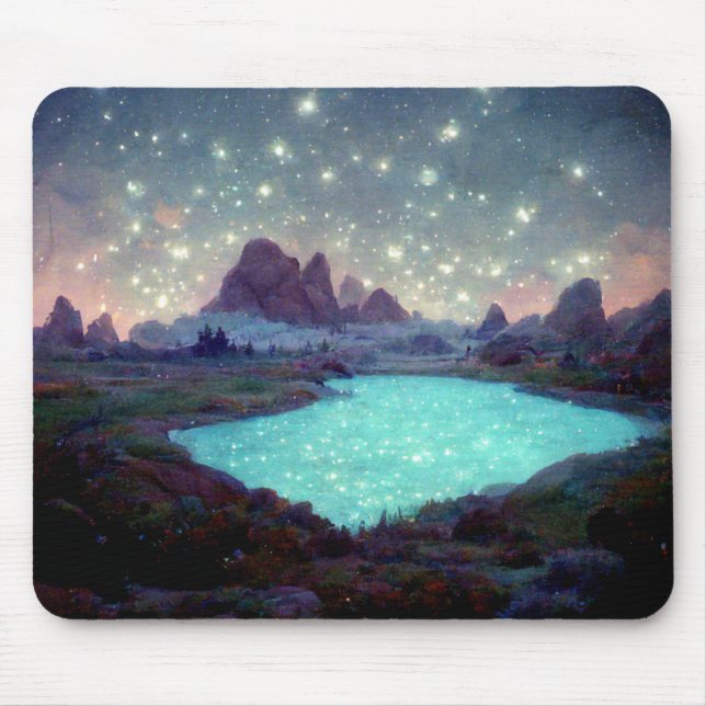 Night Sky Stars Fantasy Landscape Mouse Pad (Front)