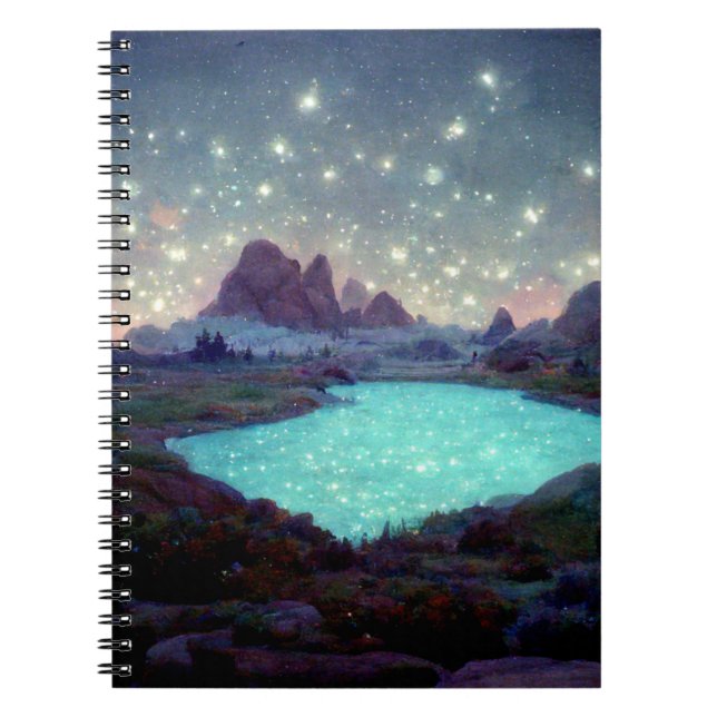 Night Sky Stars Fantasy Landscape Notebook (Front)
