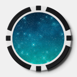 Night Sky Stars Lovers Astrology Universe Blue Poker Chips