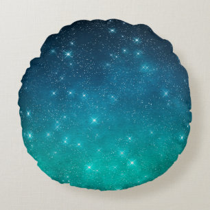 Night Sky Stars Lovers Astrology Universe Blue Round Cushion