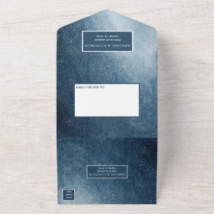 Night Sky Stars Navy Blue White All In One Invitation