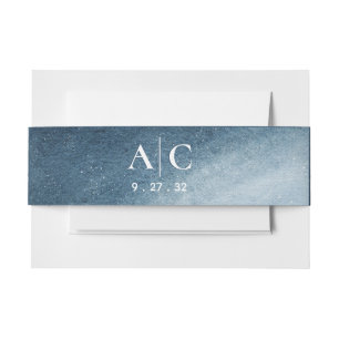 Night Sky Stars Navy Blue White Invitation Belly Band
