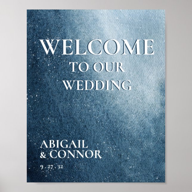 Night Sky Stars Navy Blue White Welcome Foam Board Poster (Front)