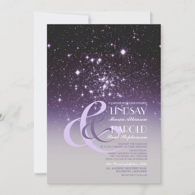 Night Sky Stars Romantic Wedding Invitations (Front)