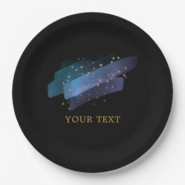 Night Sky Stars Space Fantasy Party Paper Plate (Front)