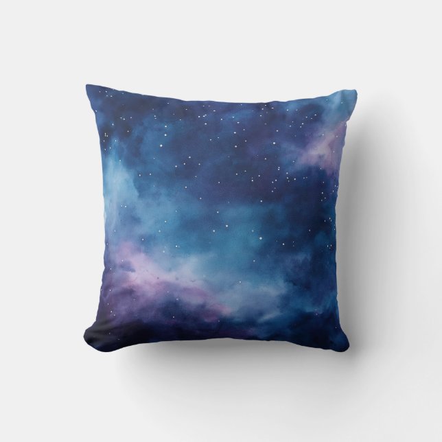 Night Sky Watercolor Pillow (Front)