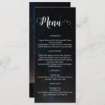 Night sky wedding under the stars menu<br><div class="desc">Night sky wedding under the stars. Night sky astrophotography of a stunning snow covered landscape with millions of stars in the sky and bright light. Wedding collection with personalised customisable text.</div>