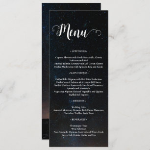 Night sky wedding under the stars menu