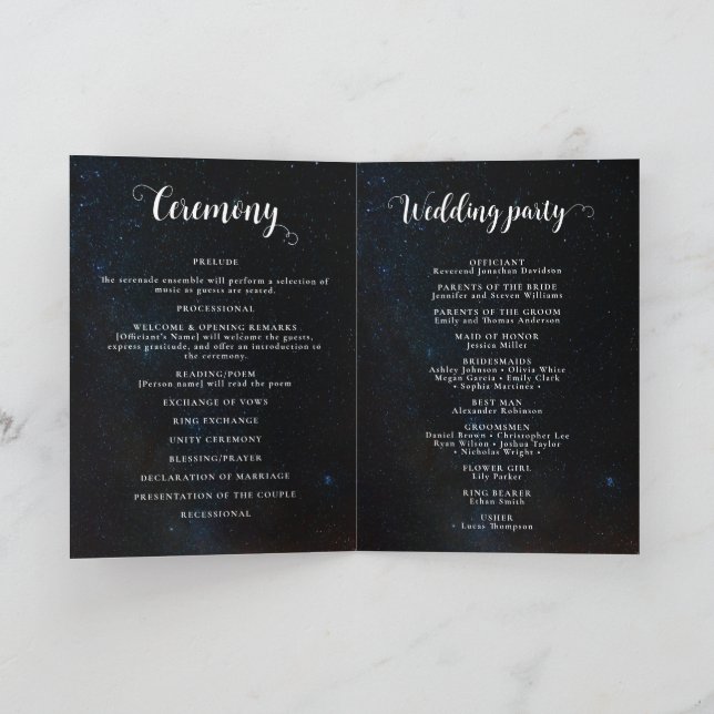 Night sky wedding under the stars program (Inside)